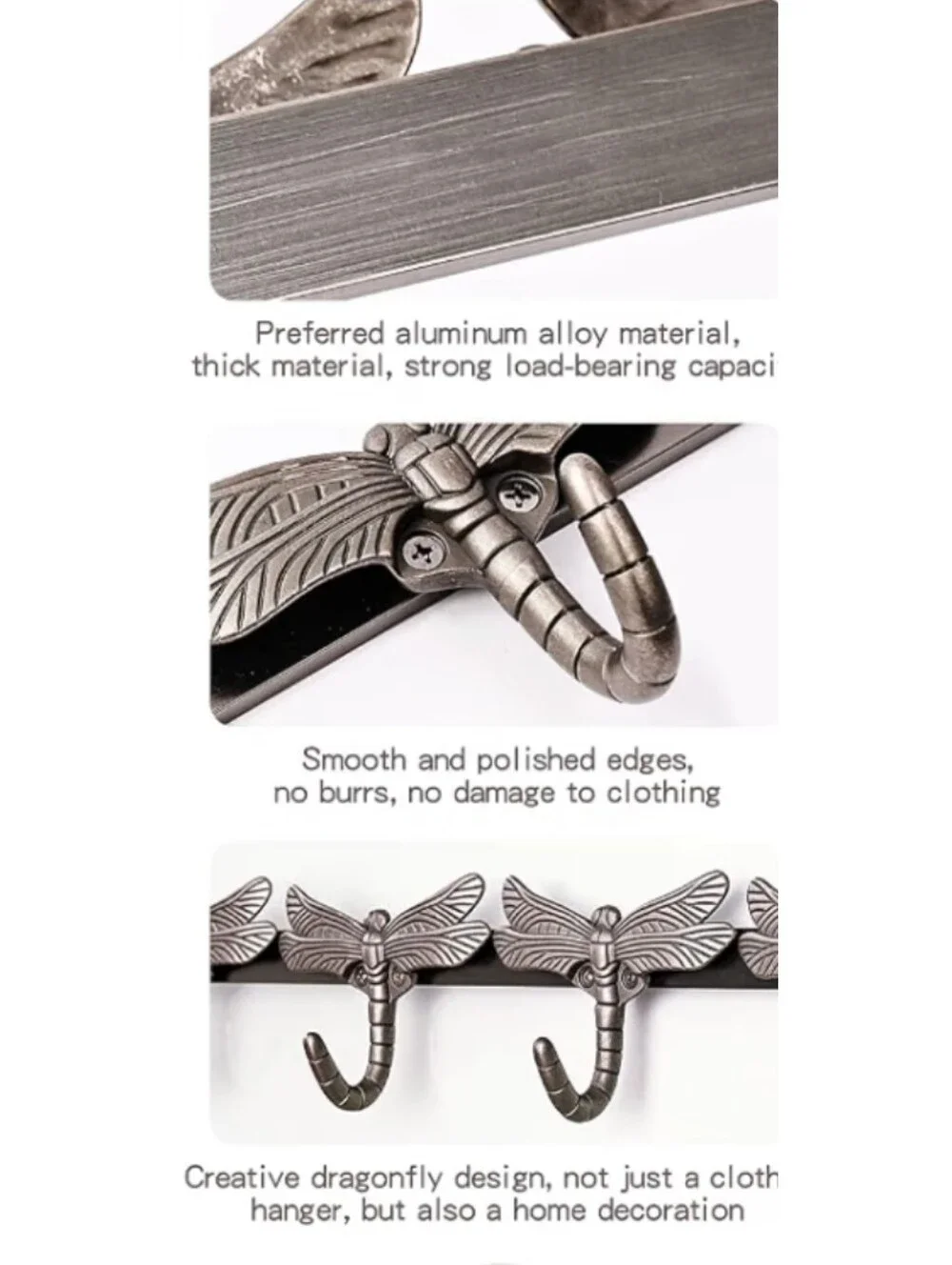 Reroser NWT 10-Hook Dragonfly Wall Mount Coat Rack